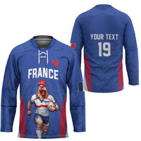 Custom Rugby France Hockey Jersey XV de France Gallic Rooster Mascot