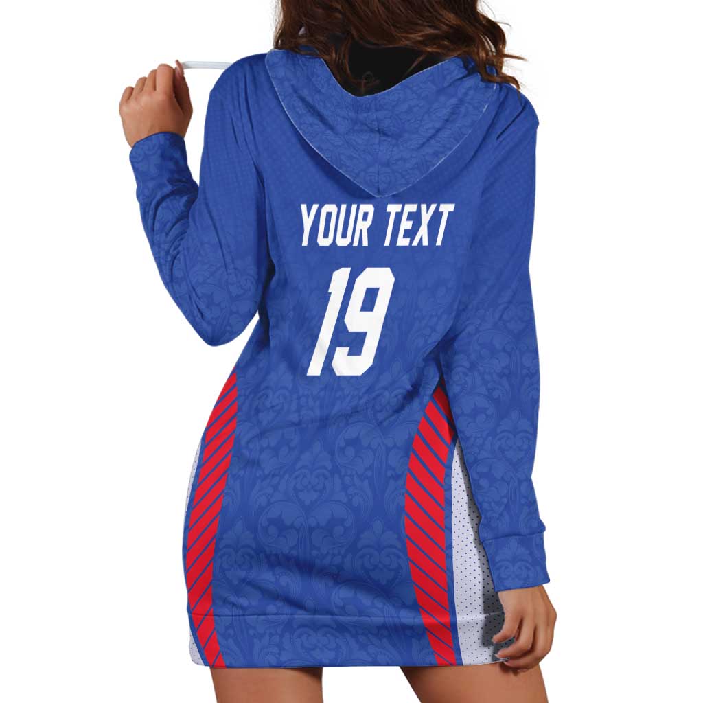 Custom Rugby France Hoodie Dress XV de France Gallic Rooster Mascot
