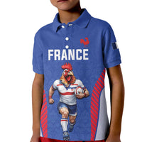 Custom Rugby France Kid Polo Shirt XV de France Gallic Rooster Mascot