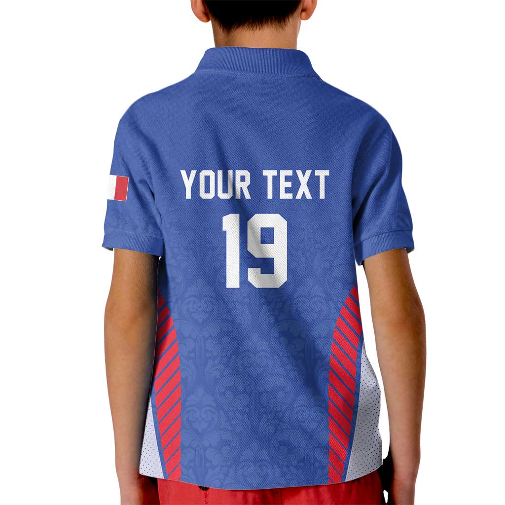 Custom Rugby France Kid Polo Shirt XV de France Gallic Rooster Mascot