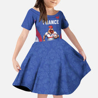 Custom Rugby France Kid Short Sleeve Dress XV de France Gallic Rooster Mascot