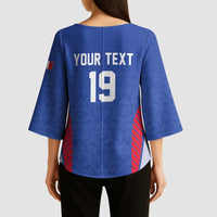 Custom Rugby France Kimono Sleeve Blouse XV de France Gallic Rooster Mascot