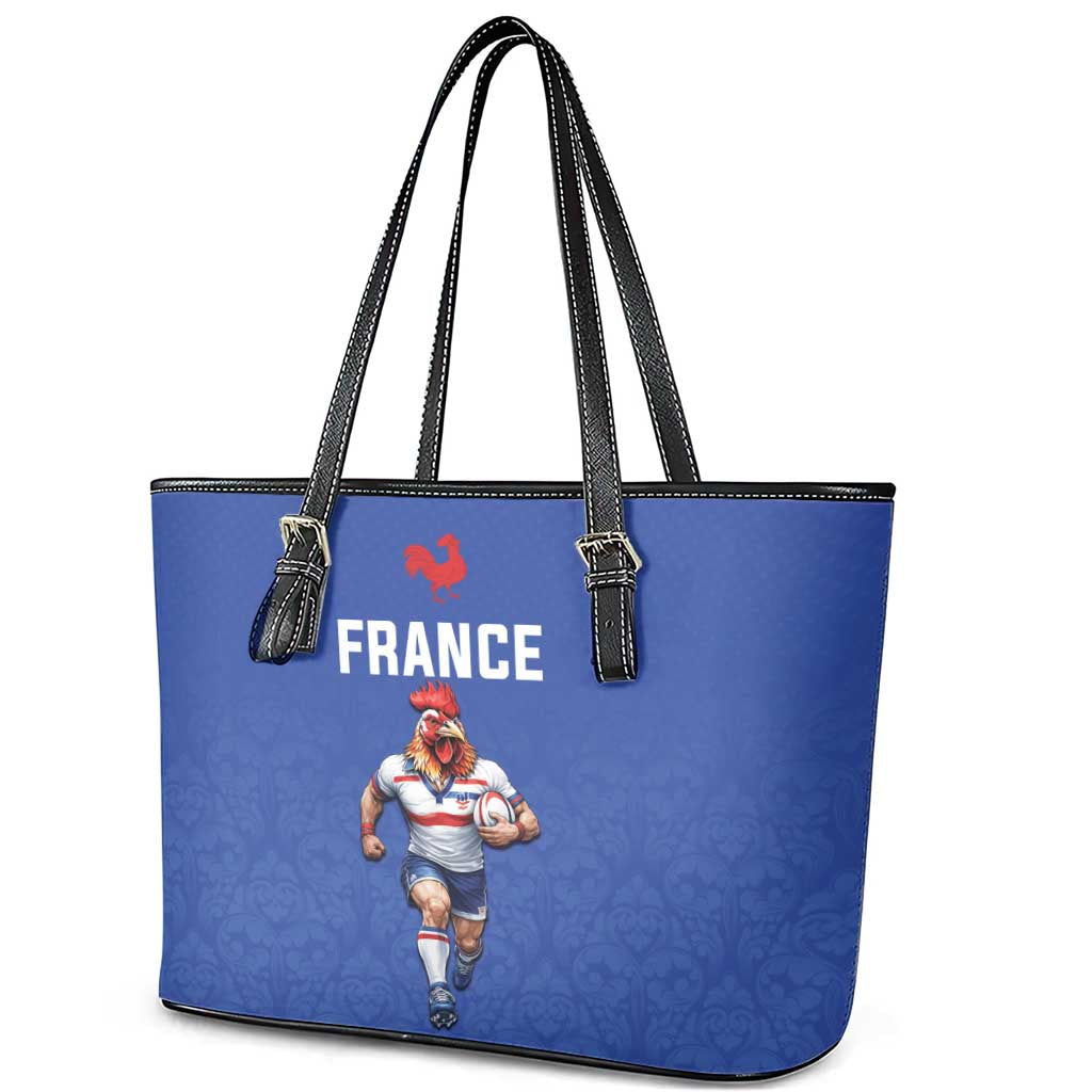Rugby France Leather Tote Bag XV de France Gallic Rooster Mascot