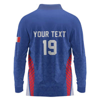 Custom Rugby France Long Sleeve Polo Shirt XV de France Gallic Rooster Mascot