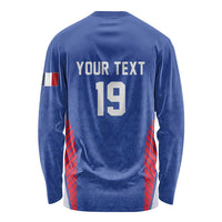 Custom Rugby France Long Sleeve Shirt XV de France Gallic Rooster Mascot