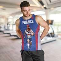 Custom Rugby France Men Tank Top XV de France Gallic Rooster Mascot