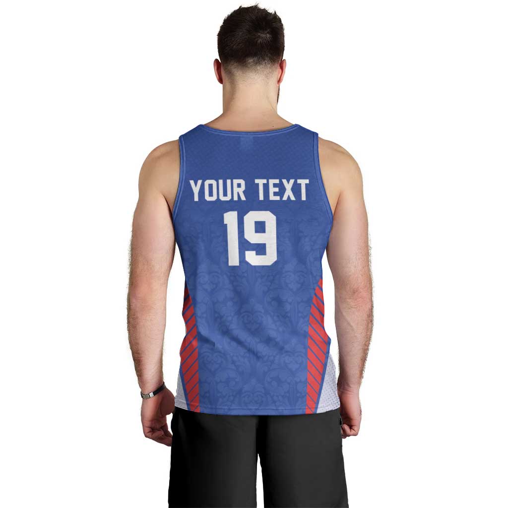 Custom Rugby France Men Tank Top XV de France Gallic Rooster Mascot