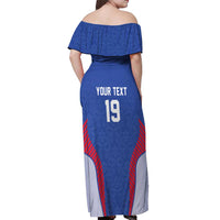 Custom Rugby France Off Shoulder Maxi Dress XV de France Gallic Rooster Mascot