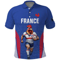 Custom Rugby France Polo Shirt XV de France Gallic Rooster Mascot