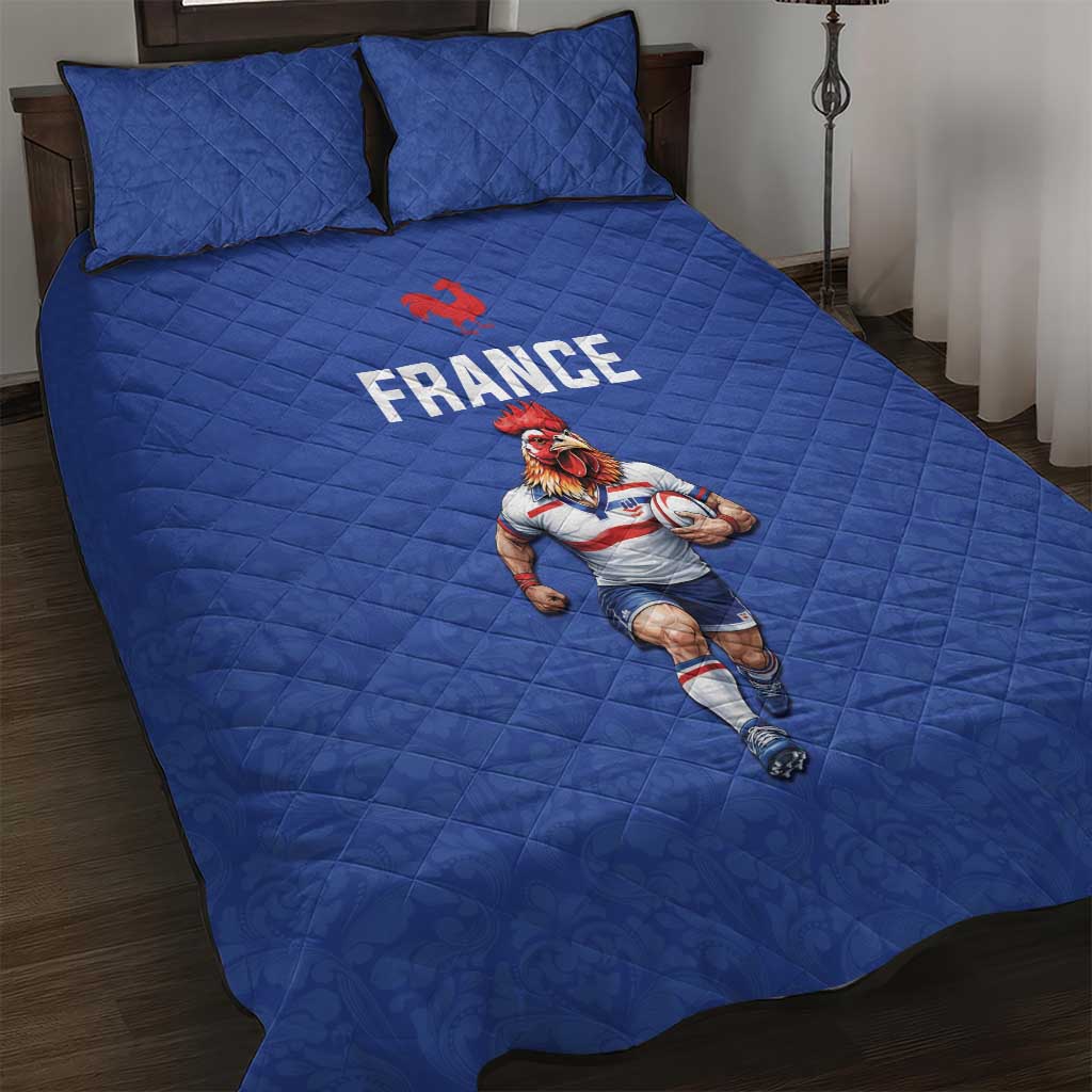 Rugby France Quilt Bed Set XV de France Gallic Rooster Mascot