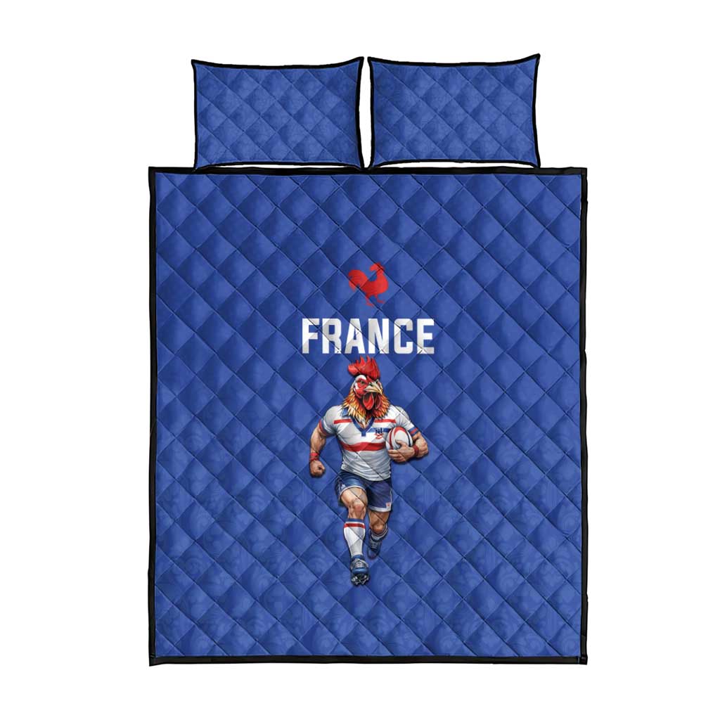 Rugby France Quilt Bed Set XV de France Gallic Rooster Mascot