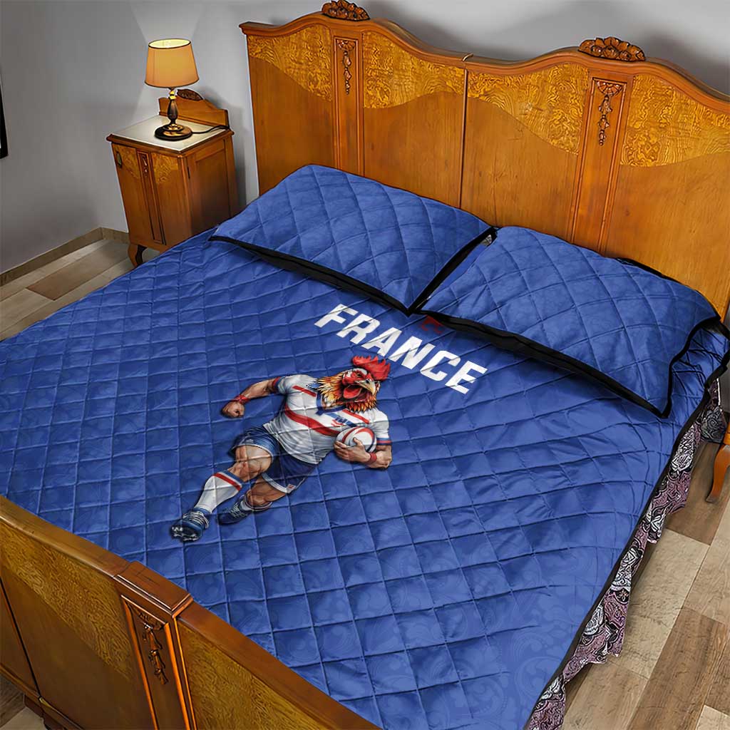 Rugby France Quilt Bed Set XV de France Gallic Rooster Mascot