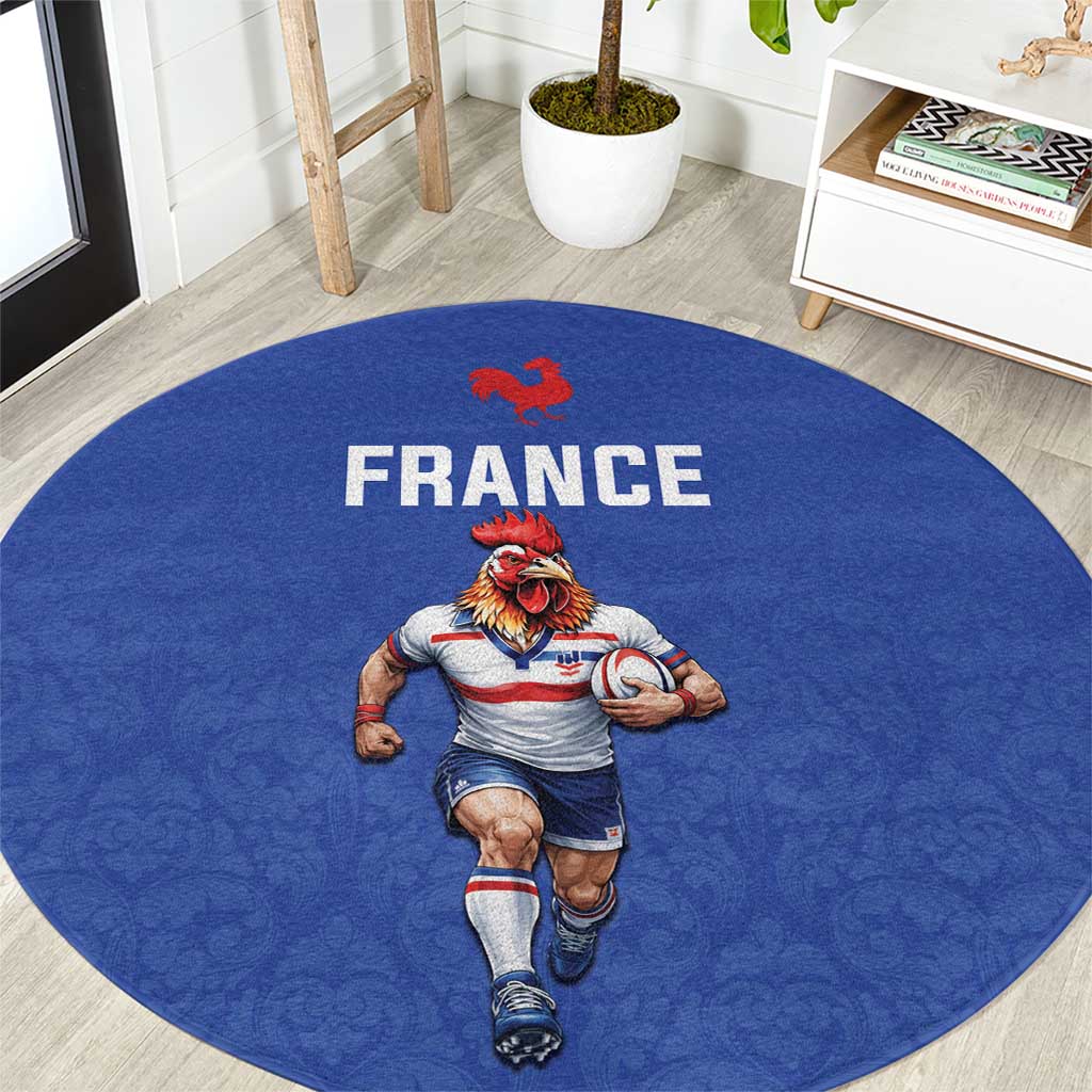 Rugby France Round Carpet XV de France Gallic Rooster Mascot