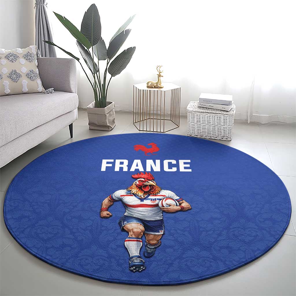 Rugby France Round Carpet XV de France Gallic Rooster Mascot