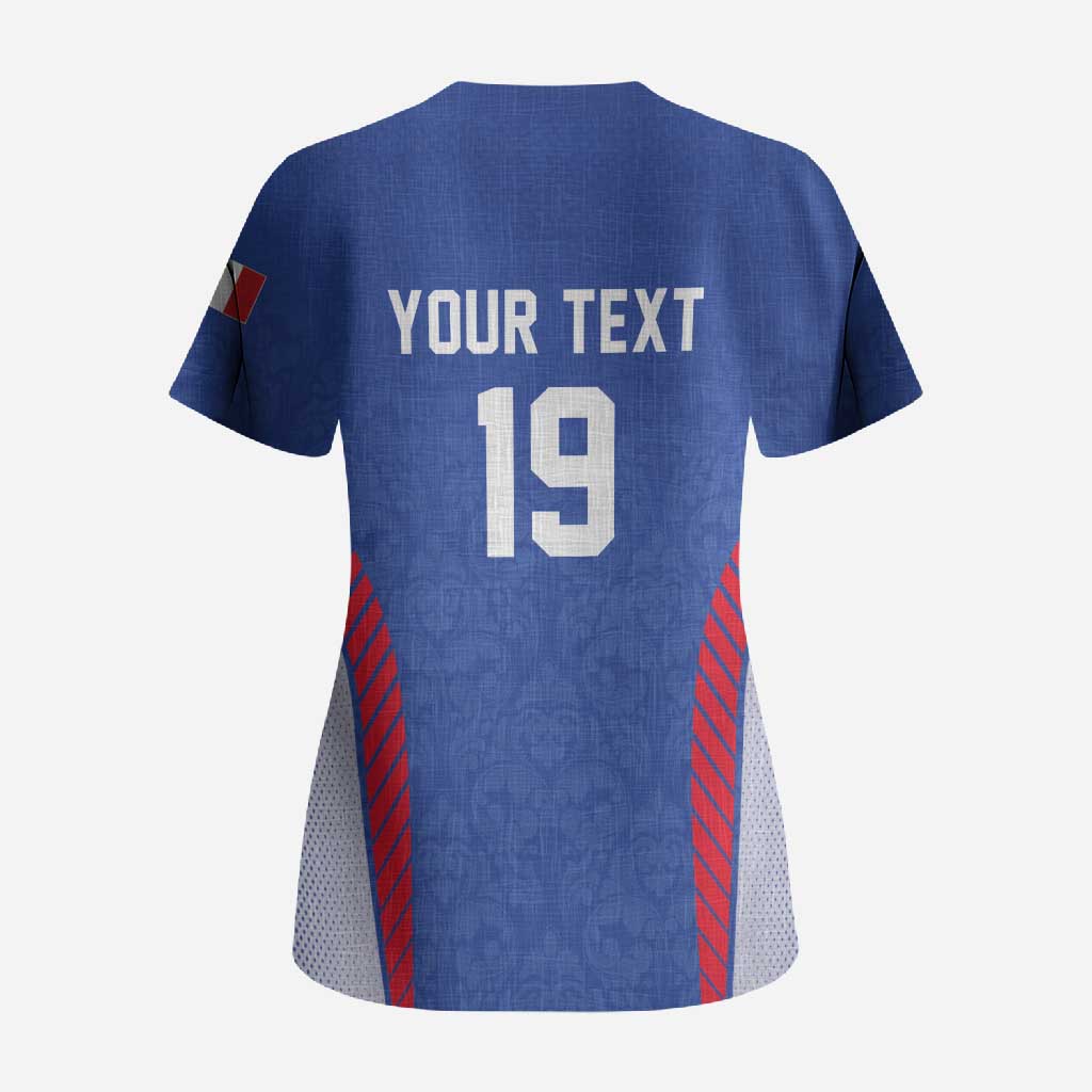 Custom Rugby France Scrub Top XV de France Gallic Rooster Mascot