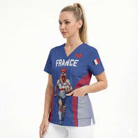 Custom Rugby France Scrub Top XV de France Gallic Rooster Mascot