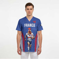Custom Rugby France Scrub Top XV de France Gallic Rooster Mascot