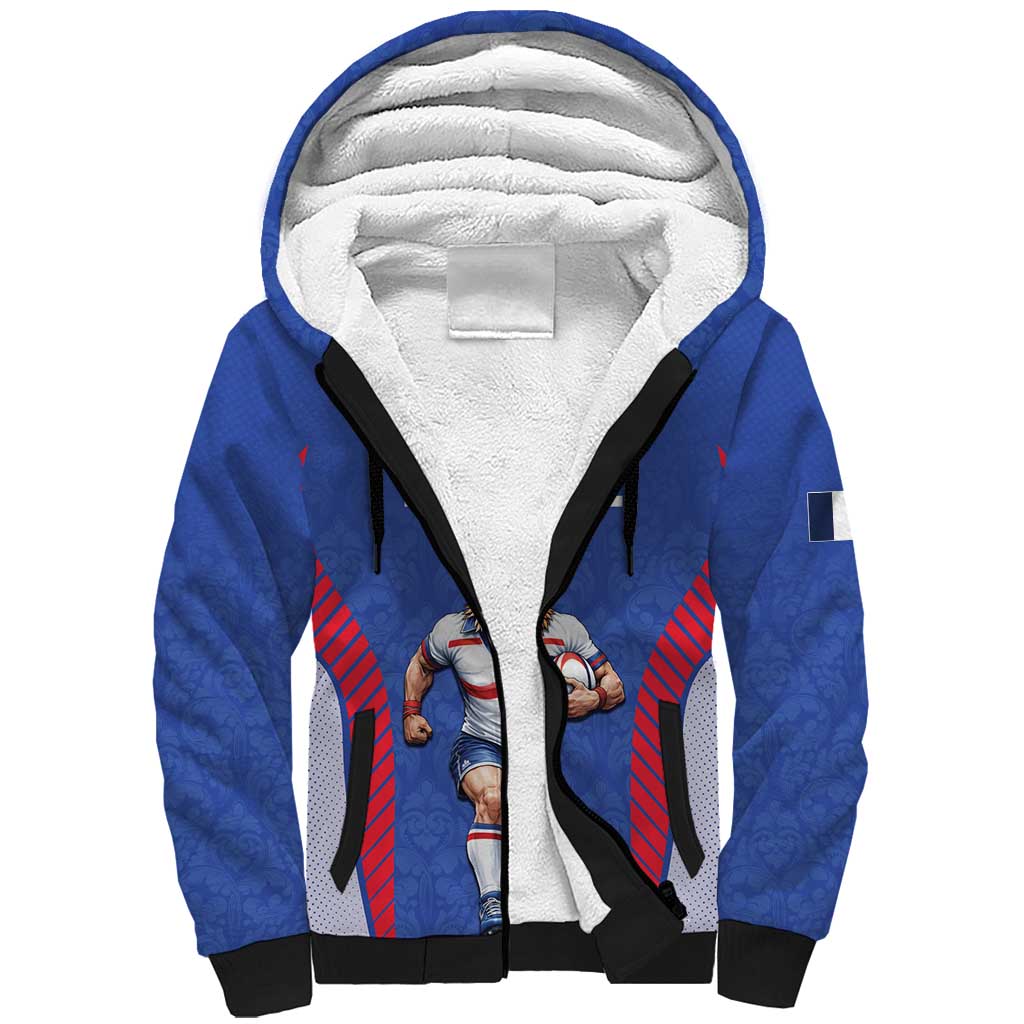 Custom Rugby France Sherpa Hoodie XV de France Gallic Rooster Mascot