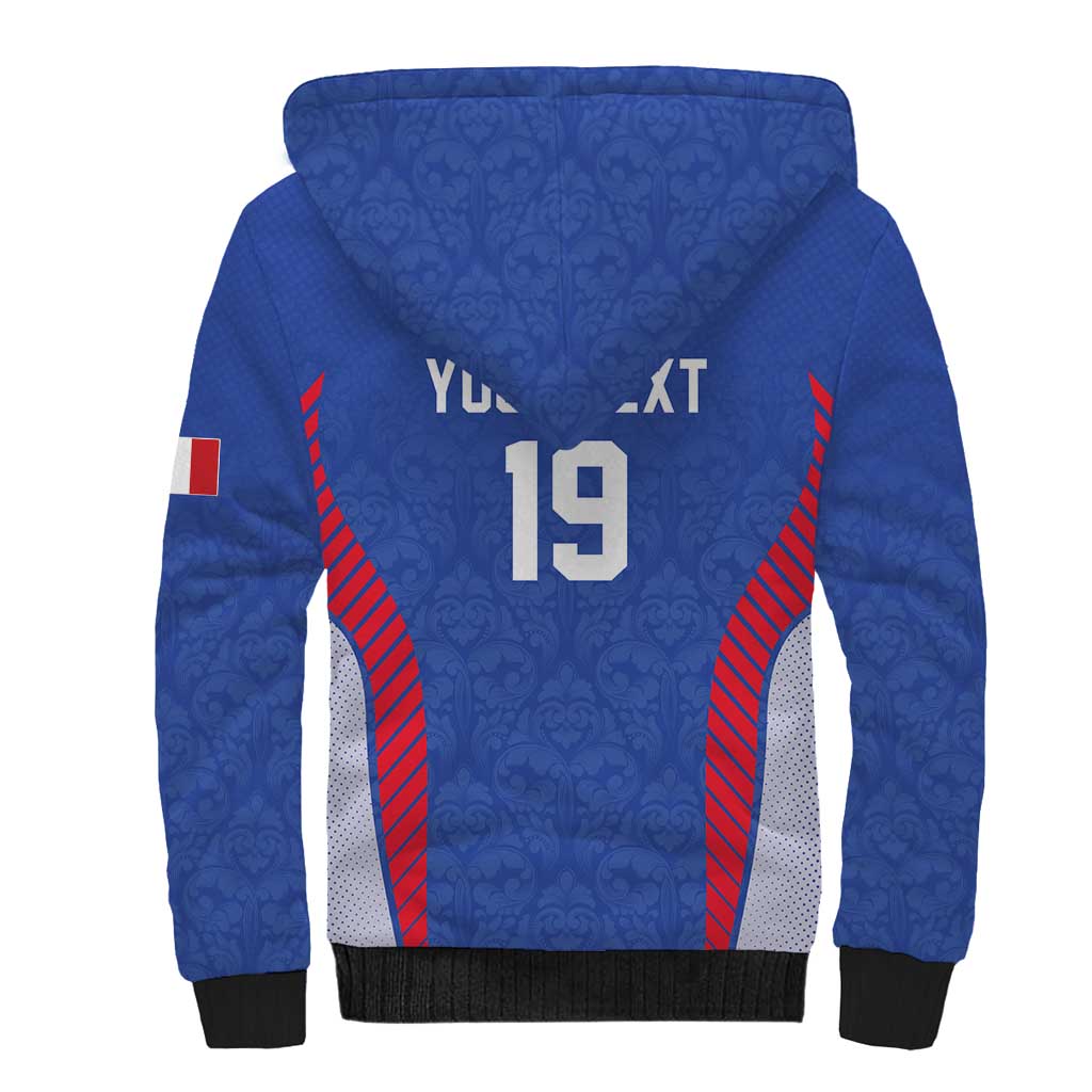 Custom Rugby France Sherpa Hoodie XV de France Gallic Rooster Mascot