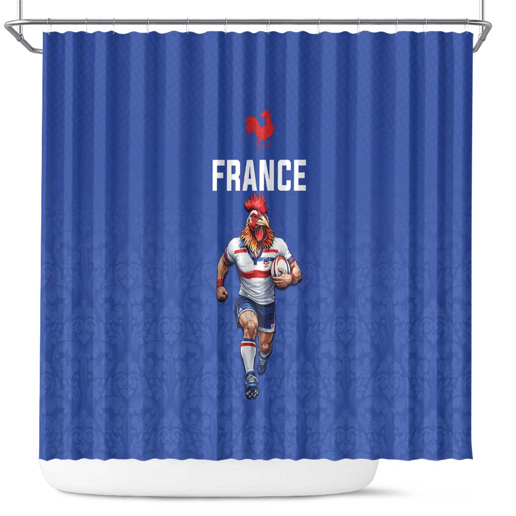 Rugby France Shower Curtain XV de France Gallic Rooster Mascot