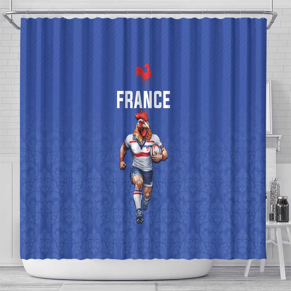 Rugby France Shower Curtain XV de France Gallic Rooster Mascot
