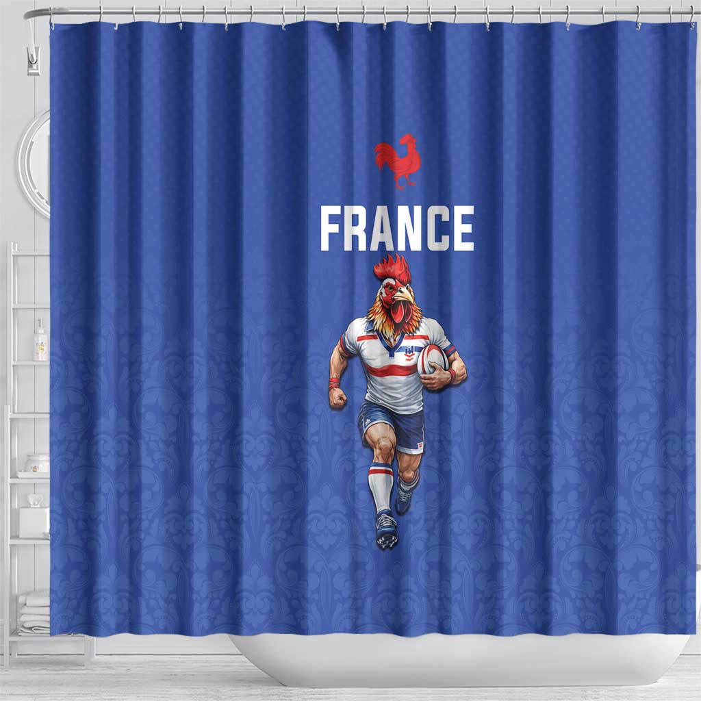 Rugby France Shower Curtain XV de France Gallic Rooster Mascot