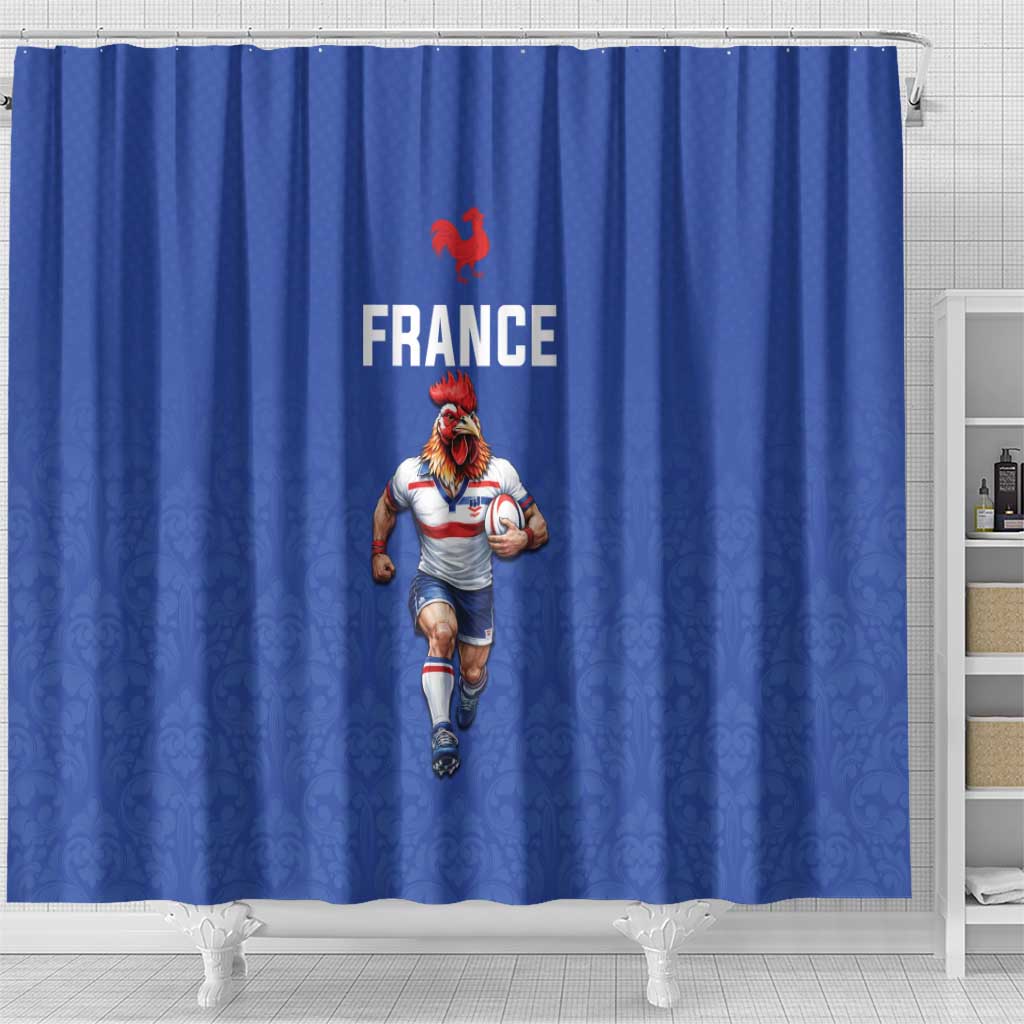 Rugby France Shower Curtain XV de France Gallic Rooster Mascot