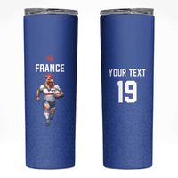 Custom Rugby France Skinny Tumbler XV de France Gallic Rooster Mascot