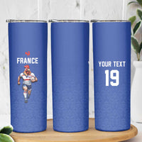 Custom Rugby France Skinny Tumbler XV de France Gallic Rooster Mascot