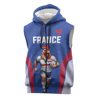 Custom Rugby France Sleeveless Zip Hoodie XV de France Gallic Rooster Mascot