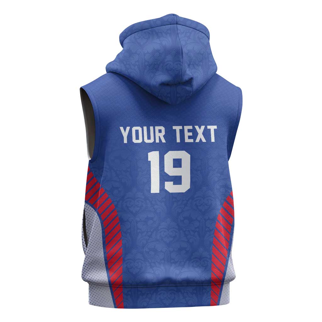 Custom Rugby France Sleeveless Zip Hoodie XV de France Gallic Rooster Mascot