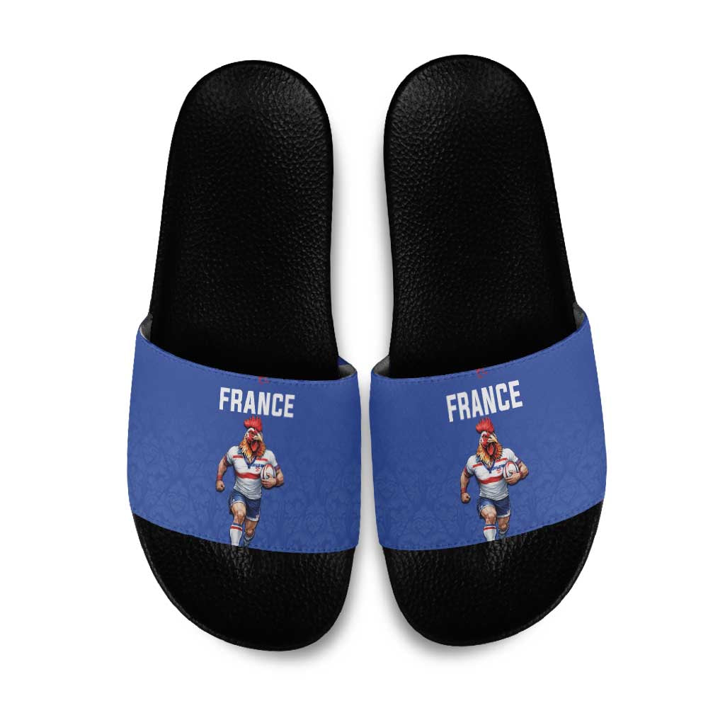 Rugby France Slide Sandals XV de France Gallic Rooster Mascot