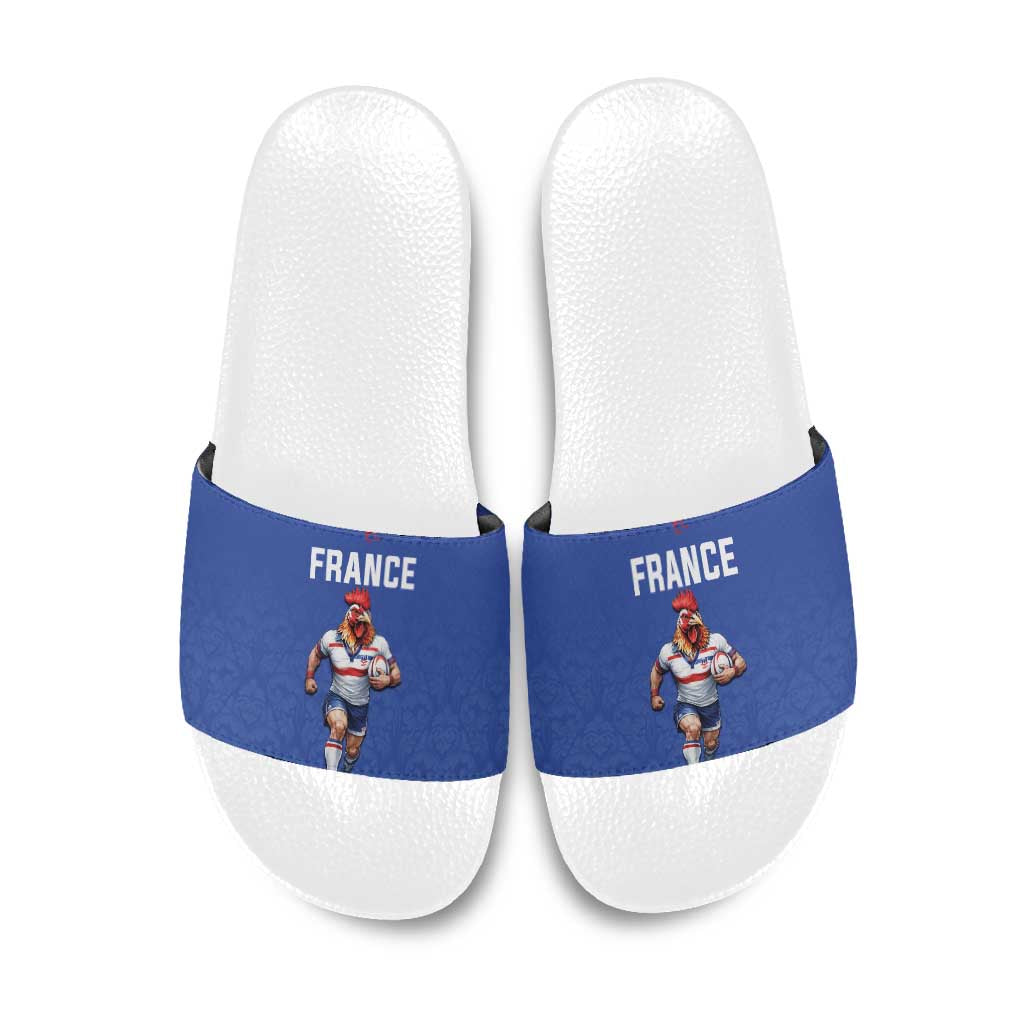 Rugby France Slide Sandals XV de France Gallic Rooster Mascot