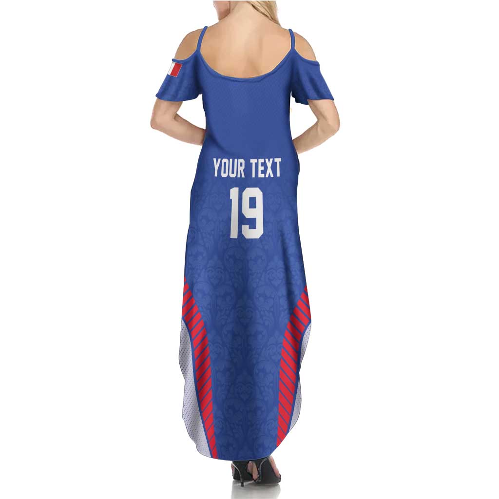 Custom Rugby France Summer Maxi Dress XV de France Gallic Rooster Mascot