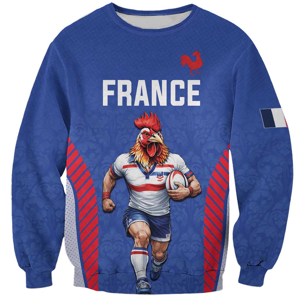 Custom Rugby France Sweatshirt XV de France Gallic Rooster Mascot