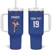 Custom Rugby France Tumbler With Handle XV de France Gallic Rooster Mascot