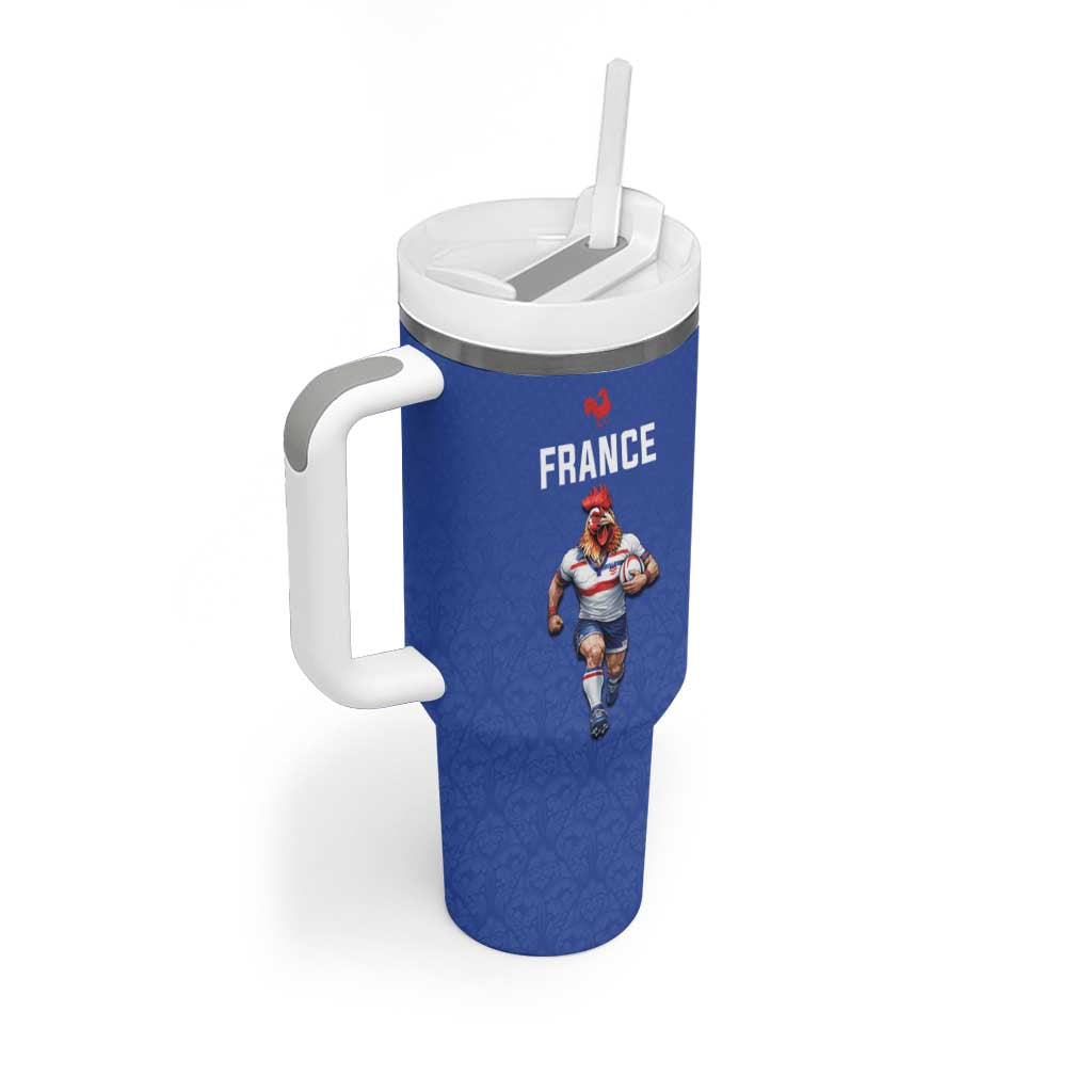 Custom Rugby France Tumbler With Handle XV de France Gallic Rooster Mascot
