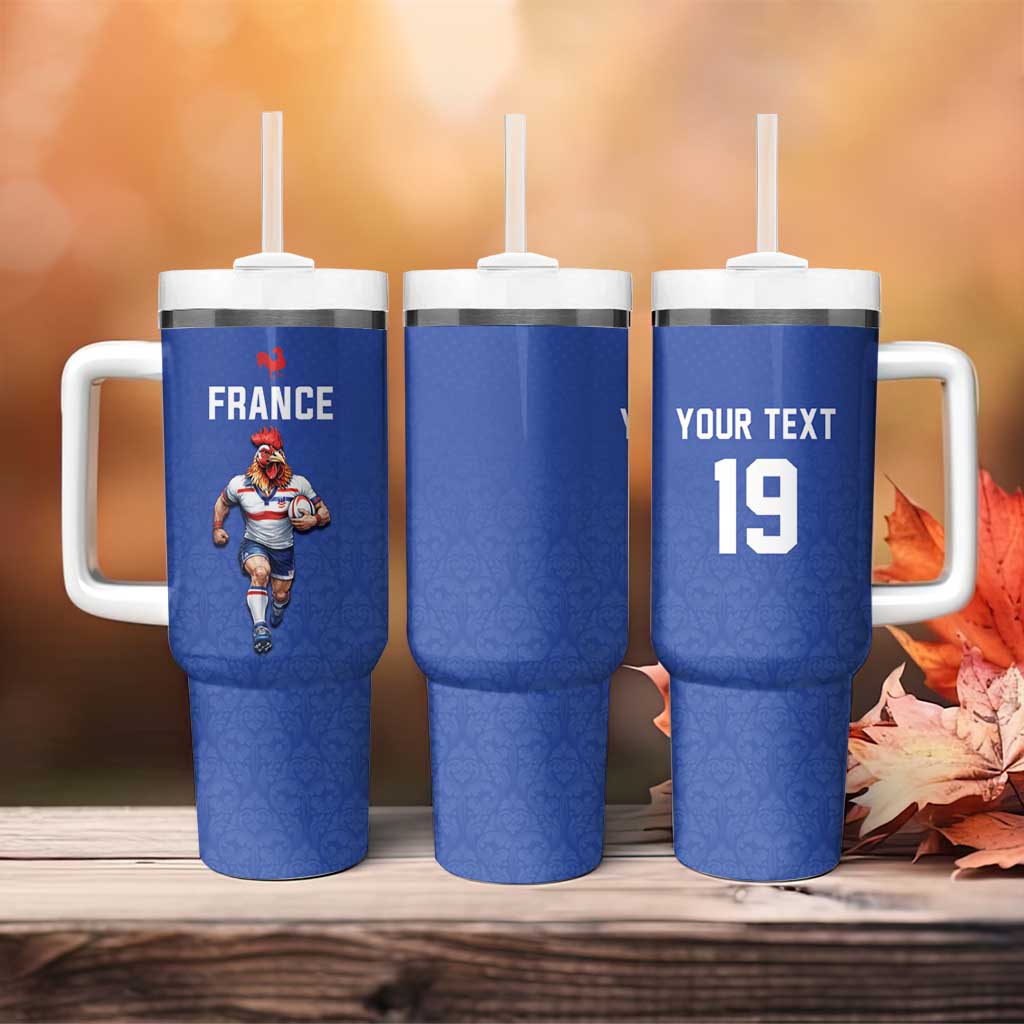 Custom Rugby France Tumbler With Handle XV de France Gallic Rooster Mascot