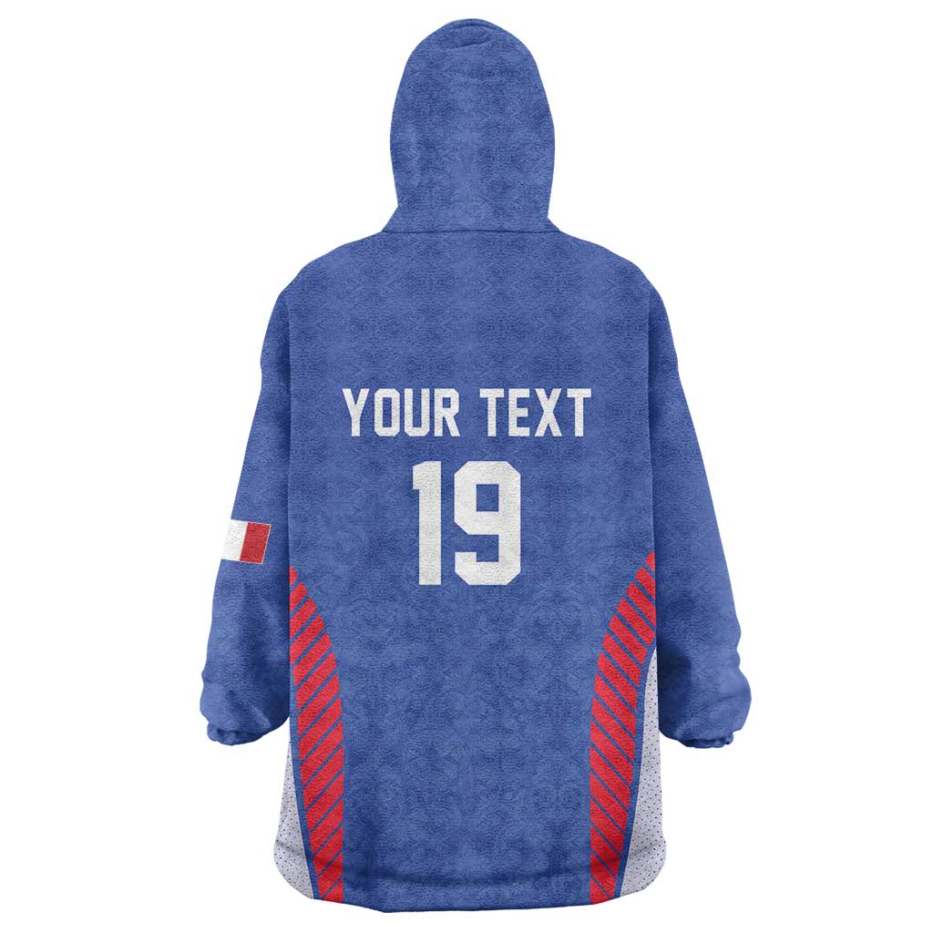 Custom Rugby France Wearable Blanket Hoodie XV de France Gallic Rooster Mascot
