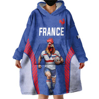 Custom Rugby France Wearable Blanket Hoodie XV de France Gallic Rooster Mascot