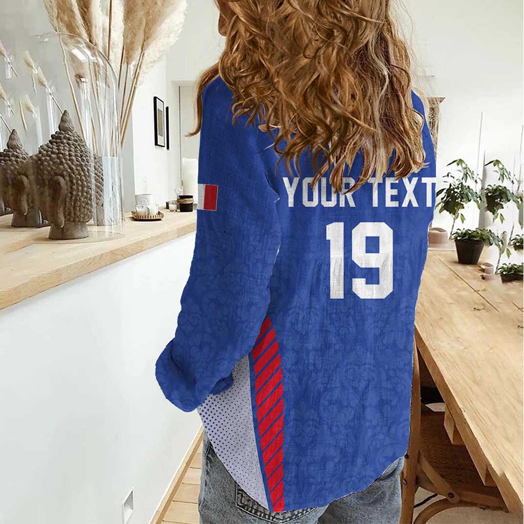Custom Rugby France Women Casual Shirt XV de France Gallic Rooster Mascot
