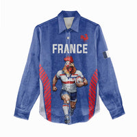 Custom Rugby France Women Casual Shirt XV de France Gallic Rooster Mascot