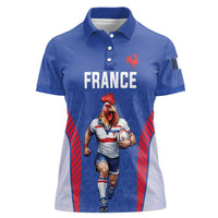 Custom Rugby France Women Polo Shirt XV de France Gallic Rooster Mascot