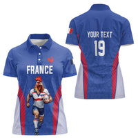 Custom Rugby France Women Polo Shirt XV de France Gallic Rooster Mascot