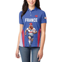Custom Rugby France Women Polo Shirt XV de France Gallic Rooster Mascot