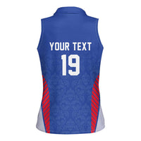 Custom Rugby France Women Sleeveless Polo Shirt XV de France Gallic Rooster Mascot