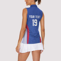 Custom Rugby France Women Sleeveless Polo Shirt XV de France Gallic Rooster Mascot