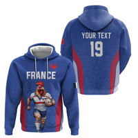 Custom Rugby France Zip Hoodie XV de France Gallic Rooster Mascot