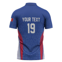 Custom Rugby France Zipper Polo Shirt XV de France Gallic Rooster Mascot
