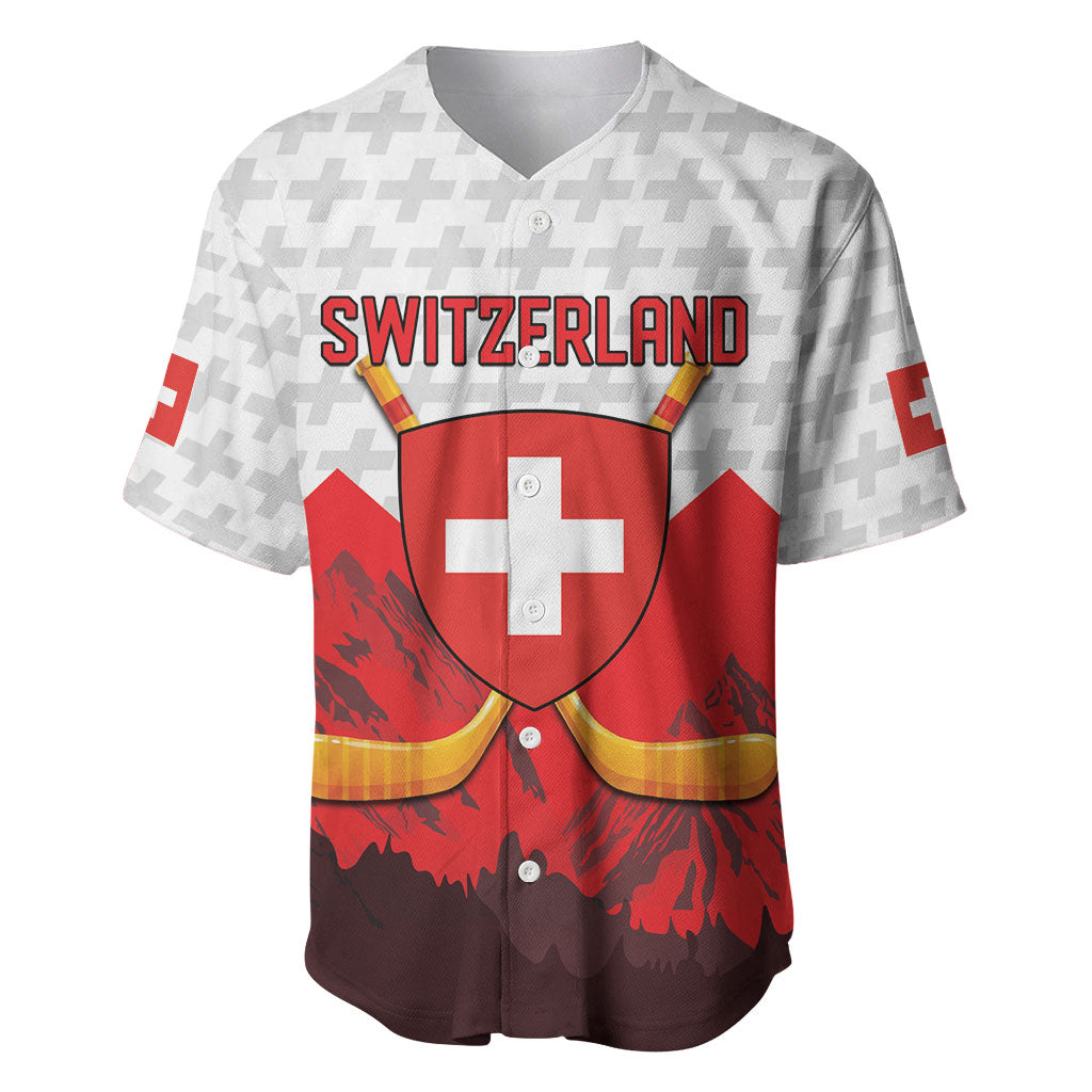 Switzerland Ice Hockey Custom Baseball Jersey Swiss Shield Alps Art